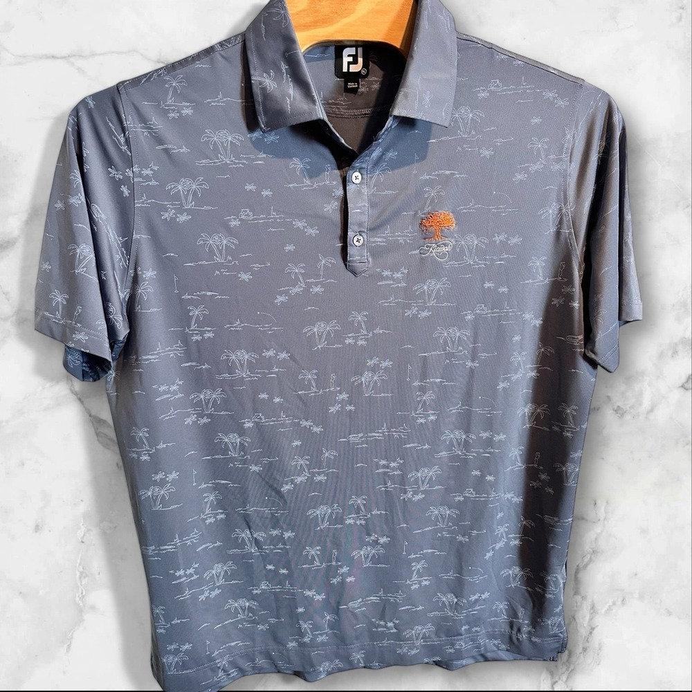 FooTjoy KIAWAH  Golf Polo Shirt Performance‎ Mens XL Palm Trees